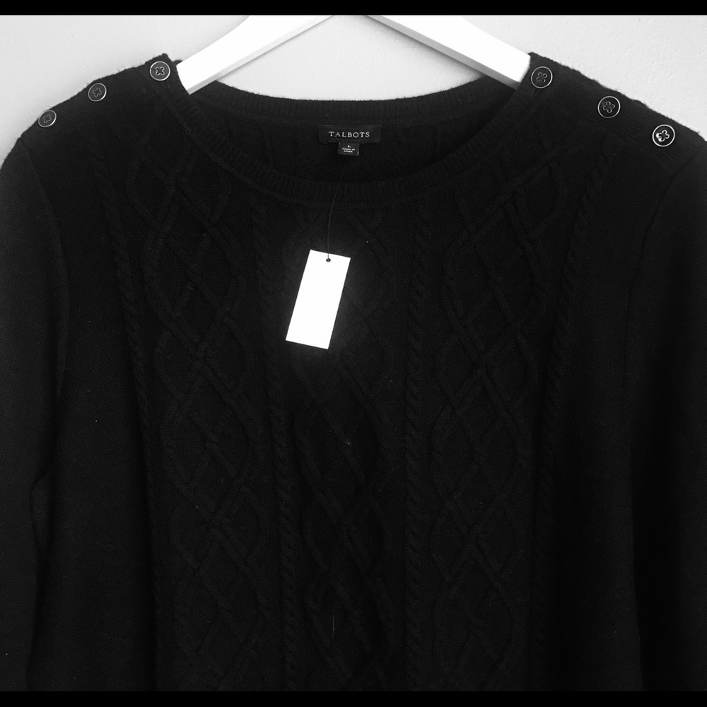 [Talbots] Black Cable Knit Sweater - Picture 2 of 2